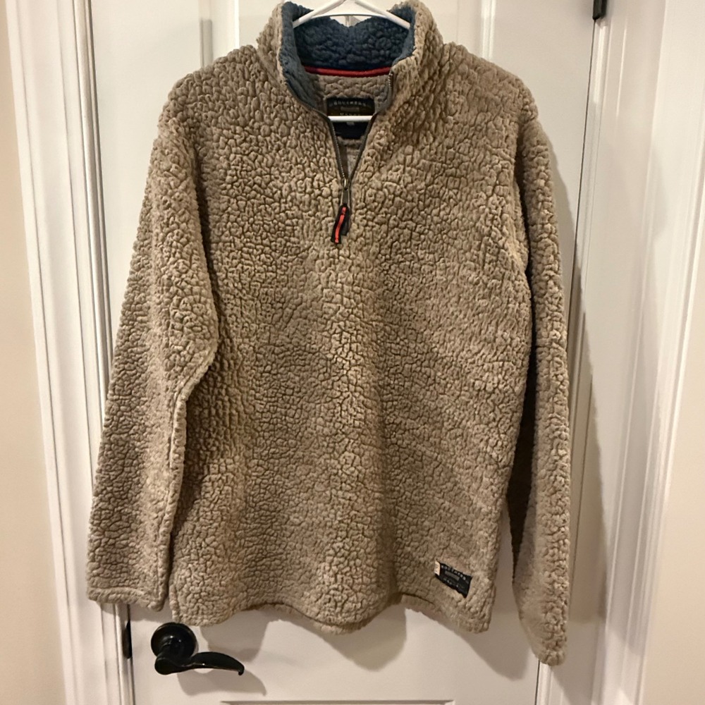 Southern Marsh Appalachian Pile Sherpa Pullover Tan Khaki Quarter Zip Mens S